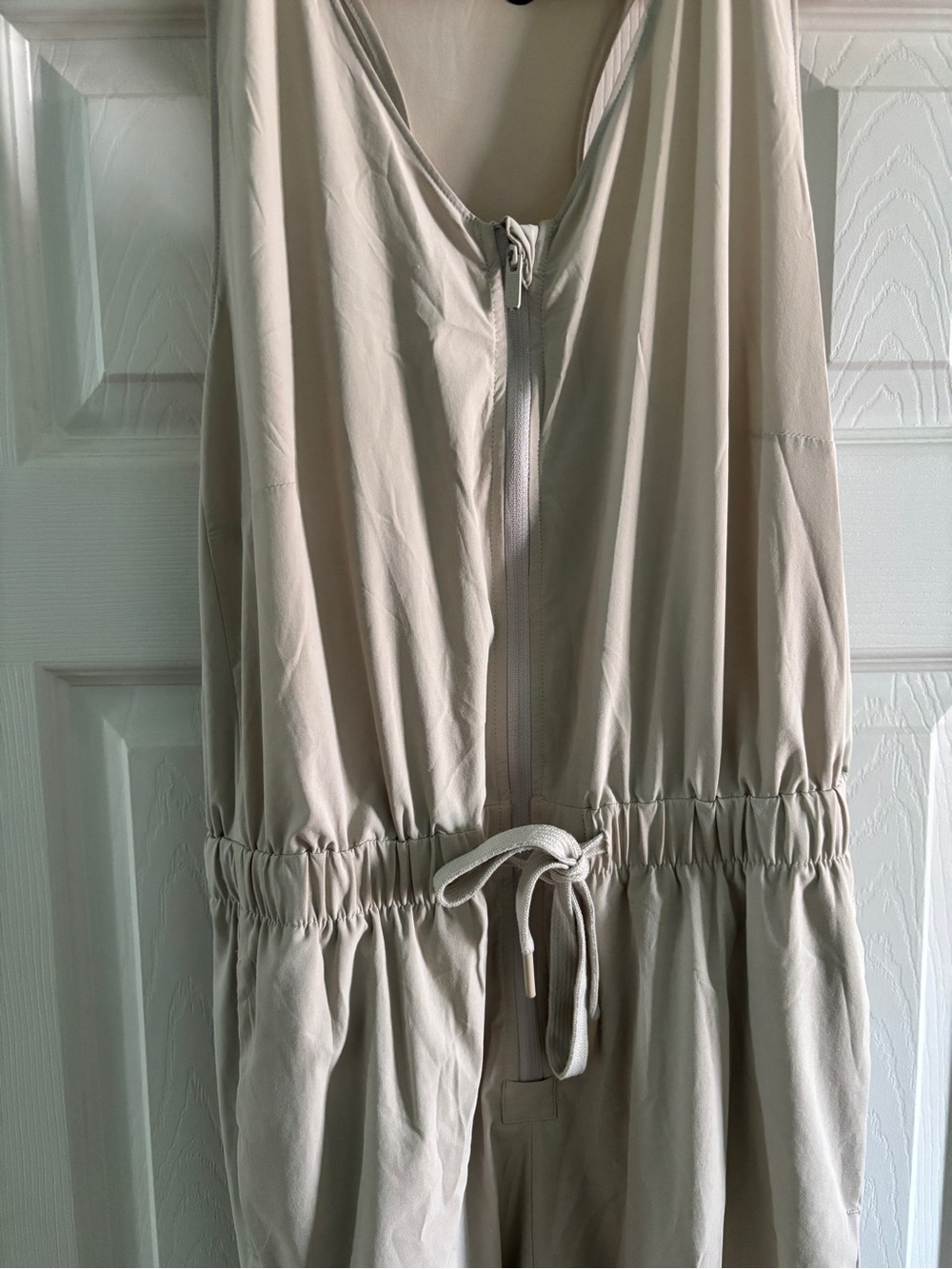 FLX Beige Drawstring Zip-Front Jumpsuit